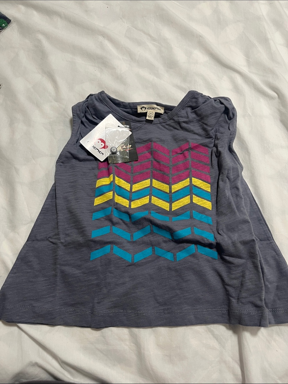 Appaman Navy Short-Sleeve Tee with Pink, Yellow & Teal Chevron